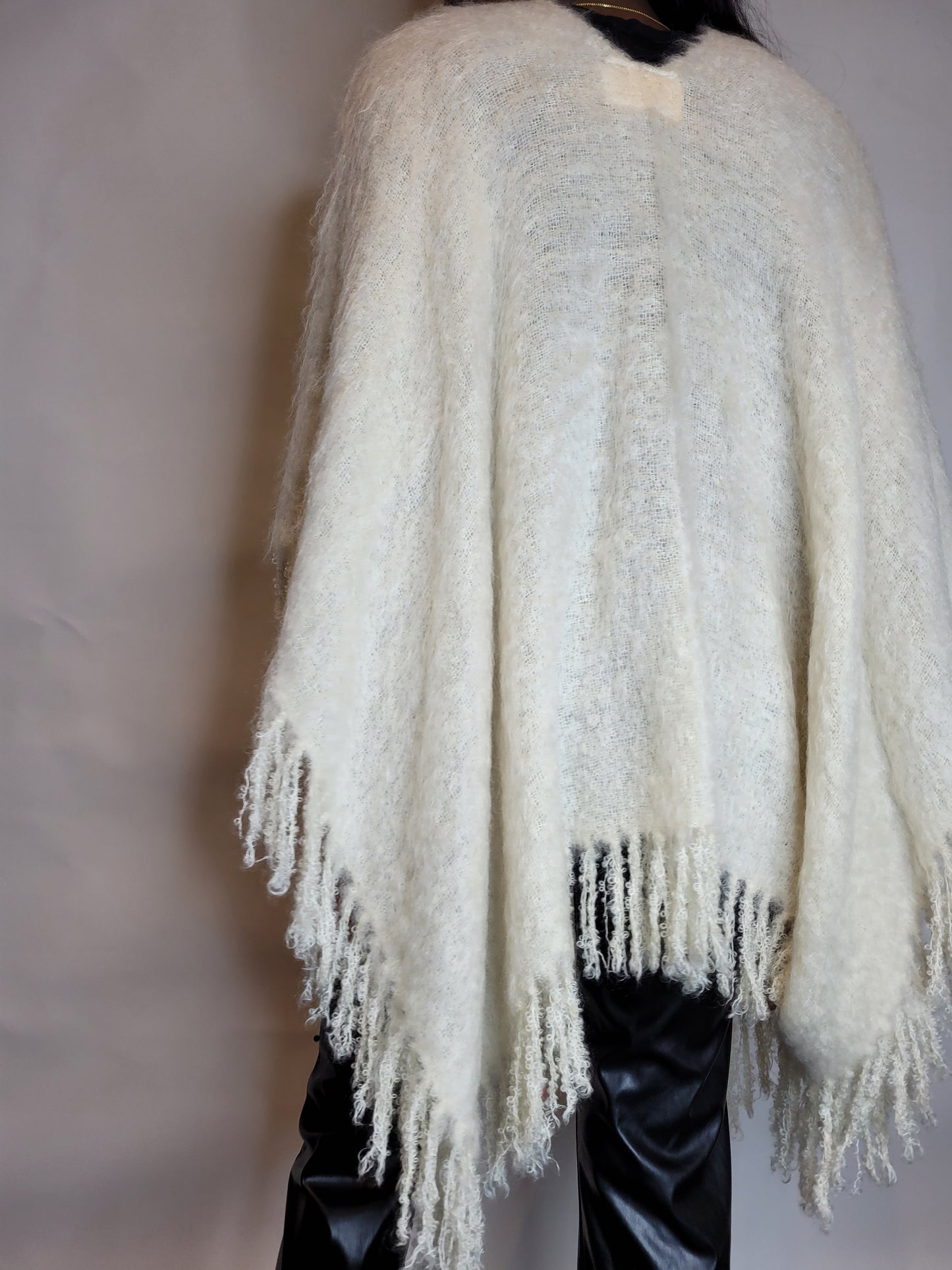 Winter White Mohair Poncho