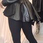 Leather Jacket with back pleats