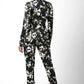 Black Floral Print Zip Front Jacket