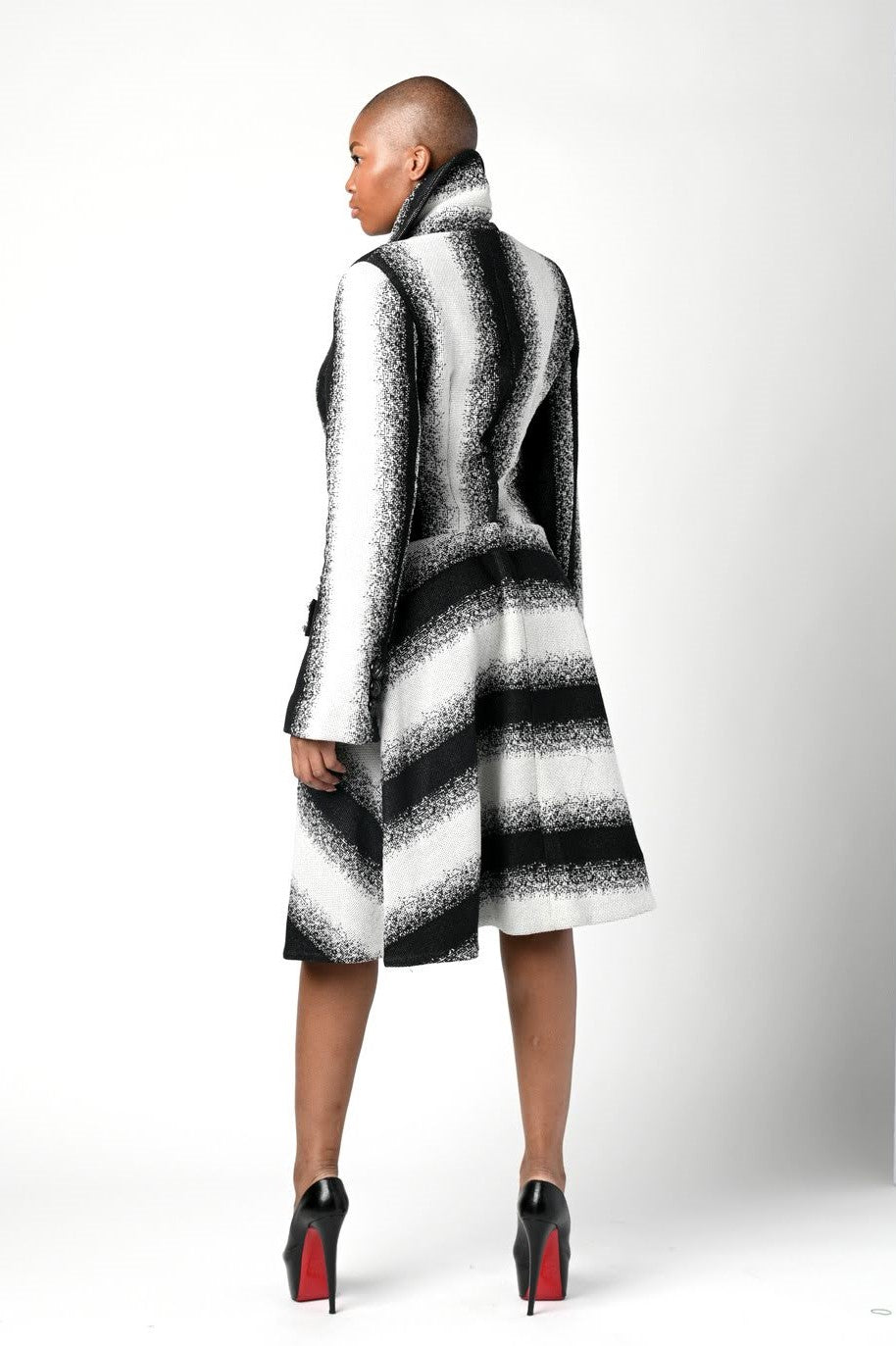 Black/Light Gray Striped Coat