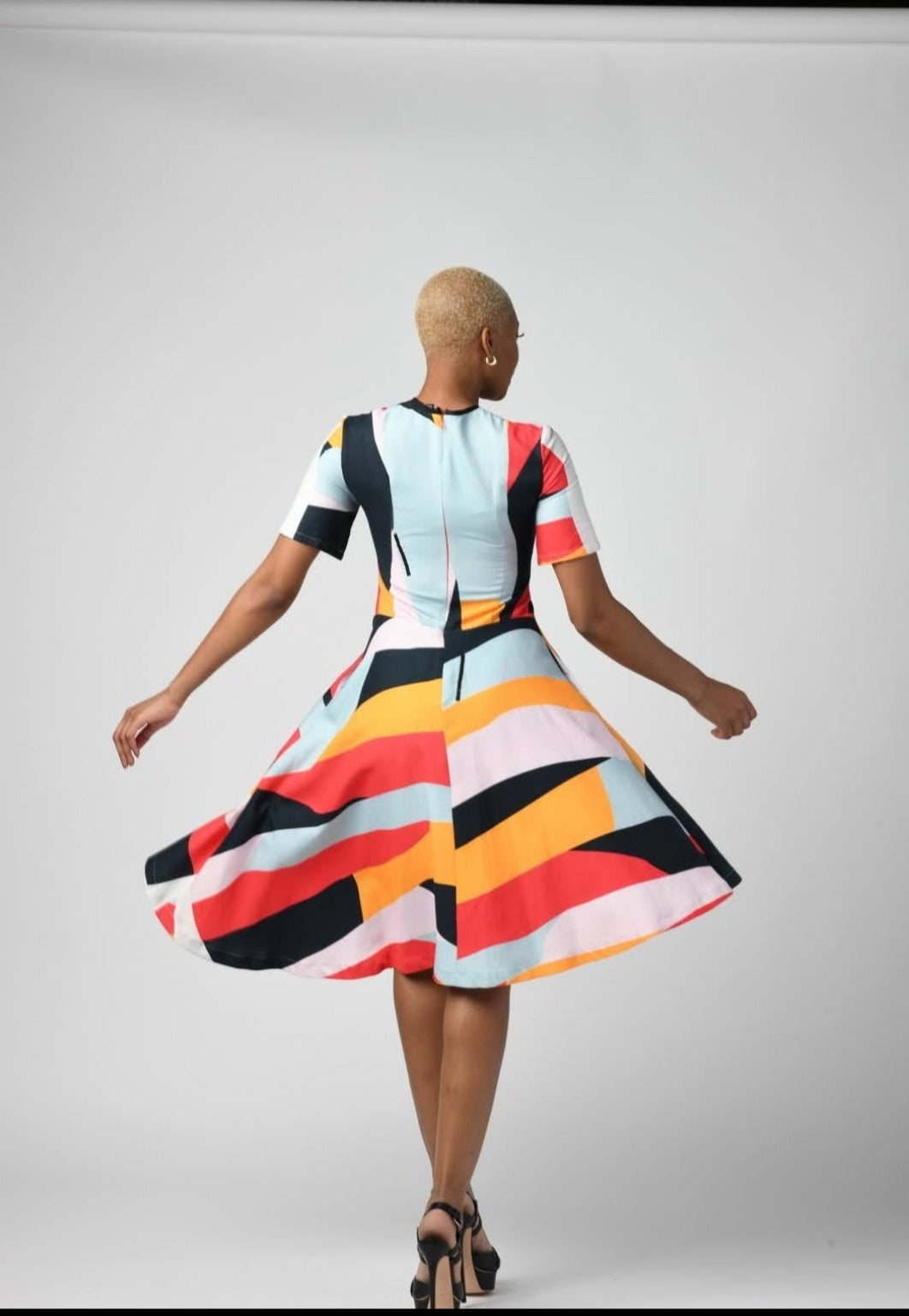 Bold Stripe Fit and Flared Dress